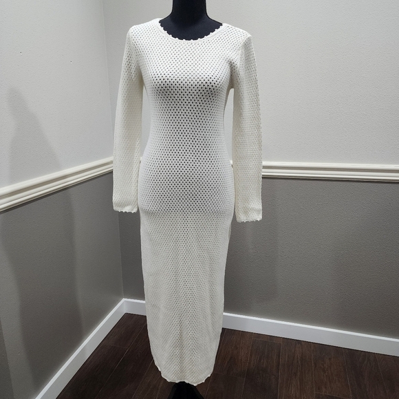 🔥 Wilfred White Maxi Knit Sweater Long Sleeve Dress Size Small - Picture 3 of 14